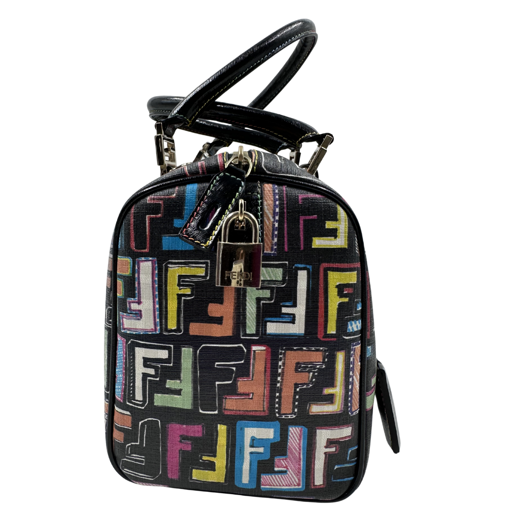 Fendi Multicolor Zucca Spalmati "Forever" Boston Bag