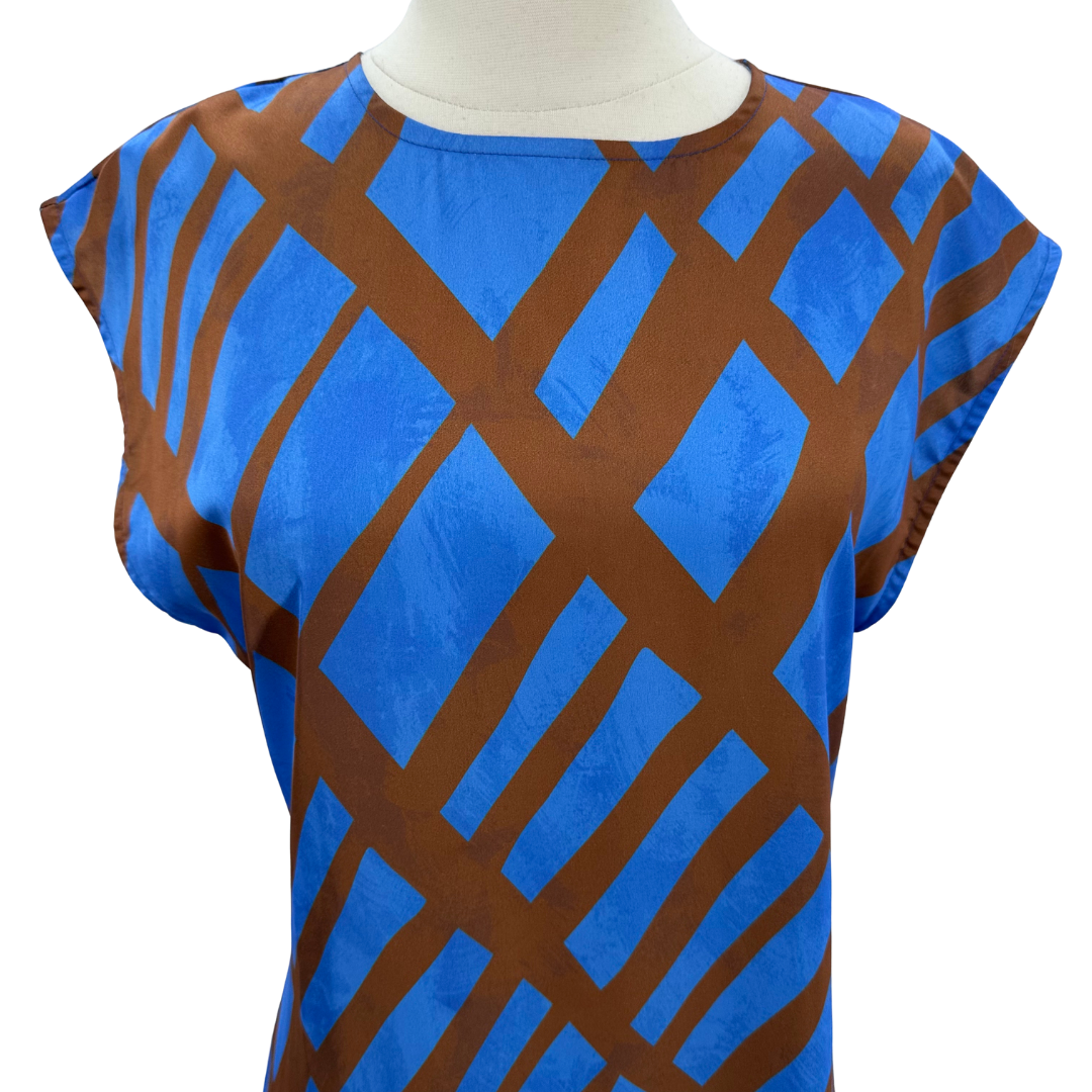 Misa Size M Blue Print Midi Dress