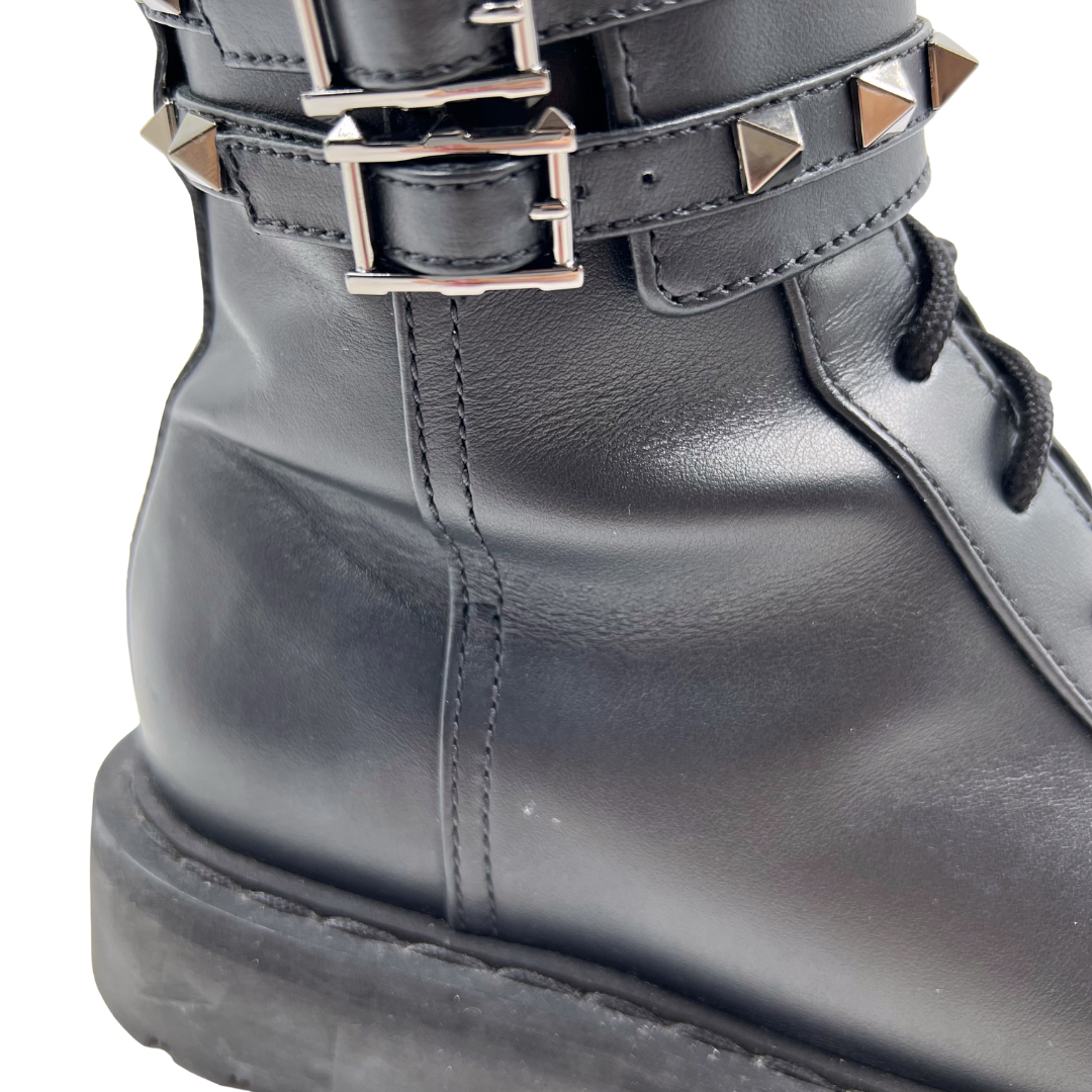 Valentino Garavani 7.5 37.5 Rockstud Moto Boot