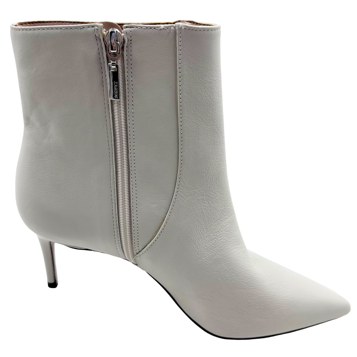 Schutz 8 Off White Leather Booties