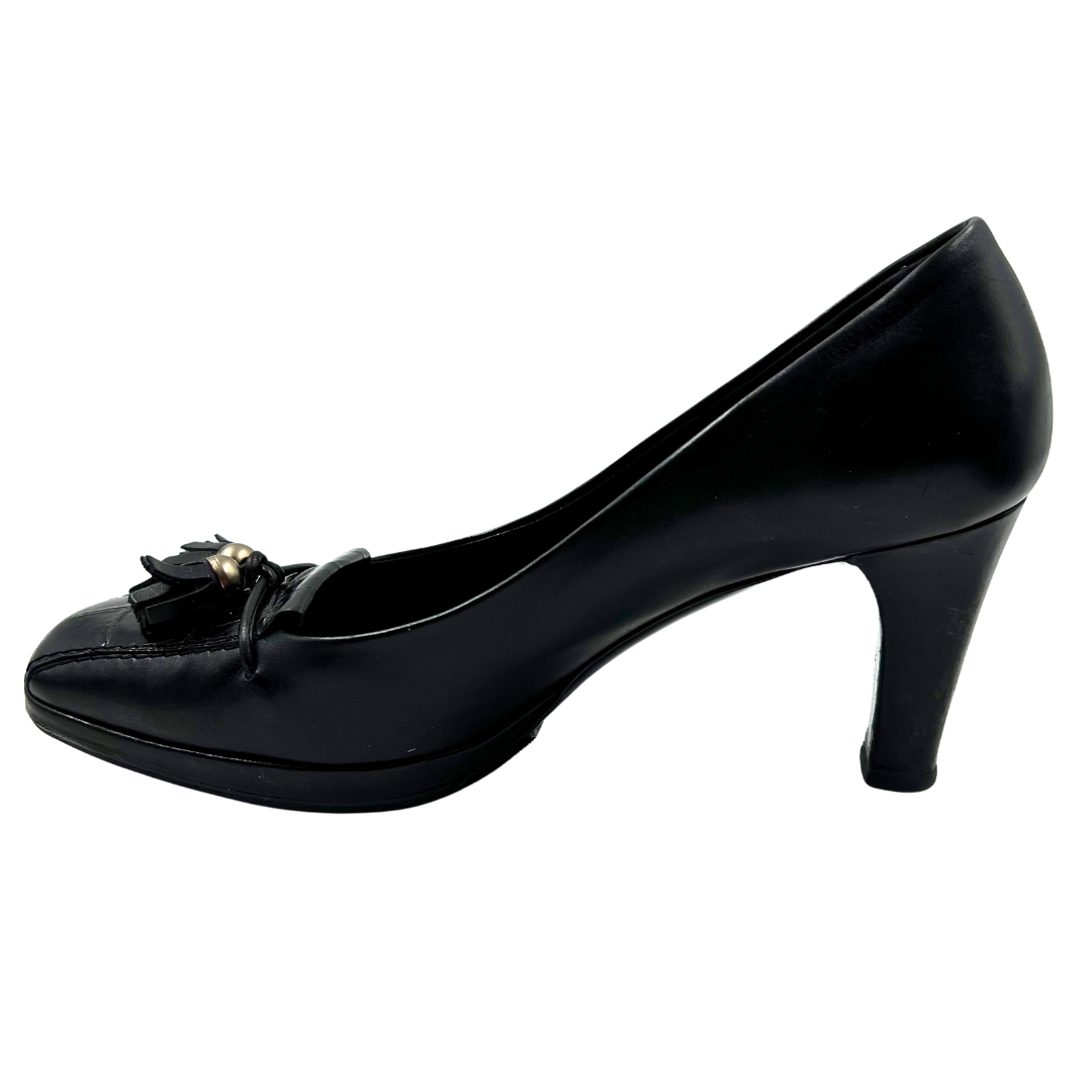 Salvatore Ferragamo ブラック　黒 ハイヒール Salvatore Ferragamo 9.5 Black Leather Heels – Chic Consignment LLC