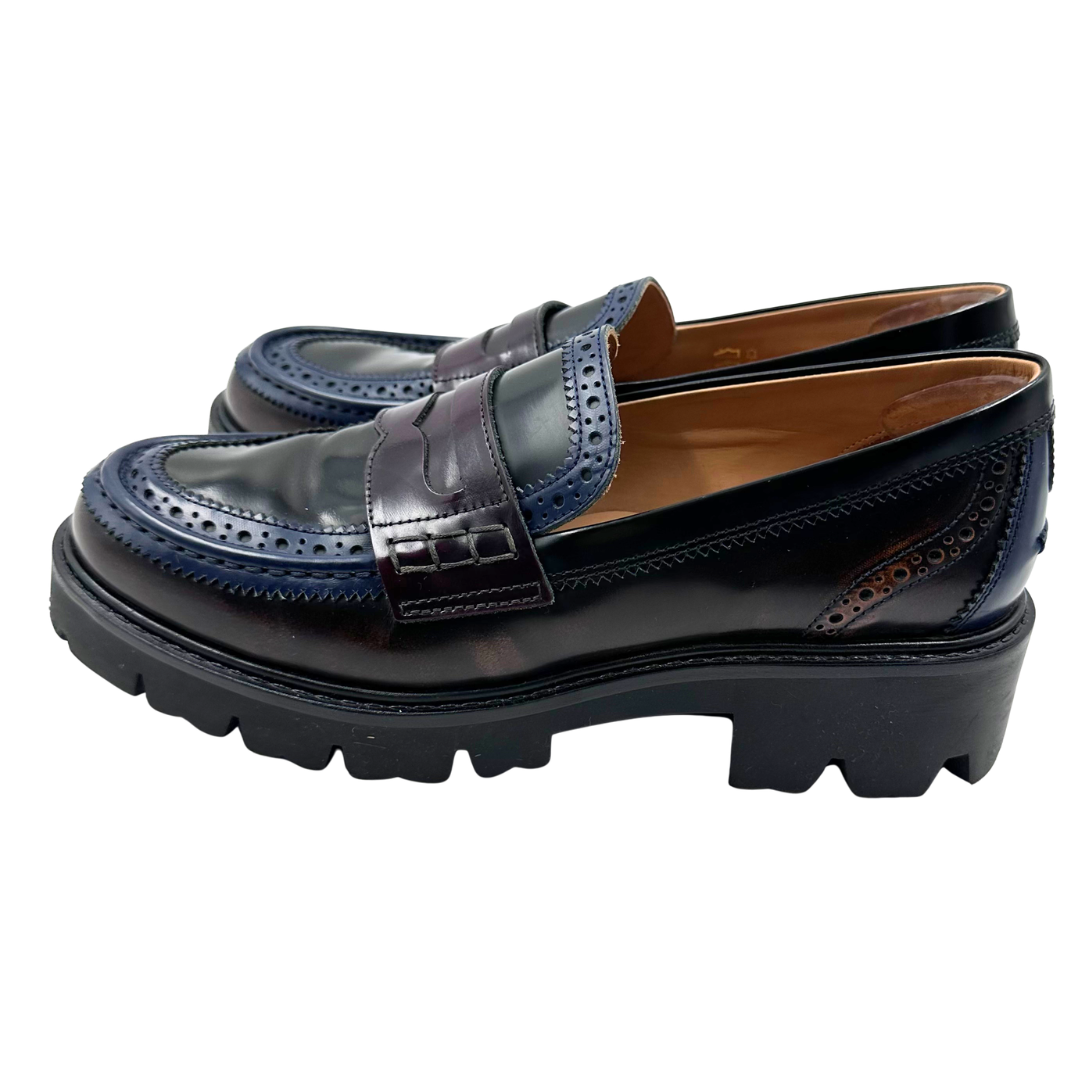 The Office of Angela Scott 10 40 burgundy/navy Leather Loafers