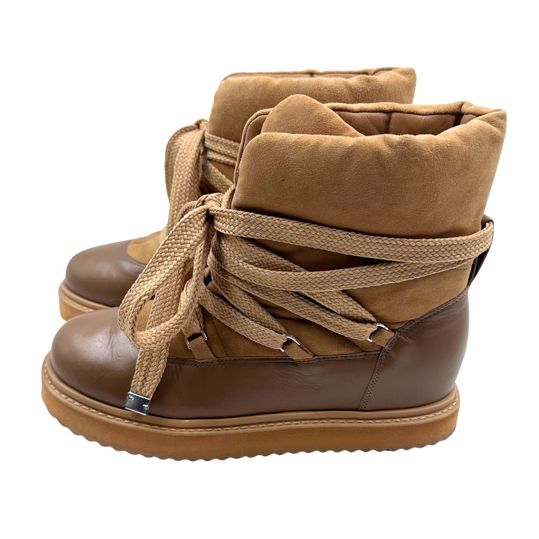 Larroude 8.5 Tan Leather/Suede Boots