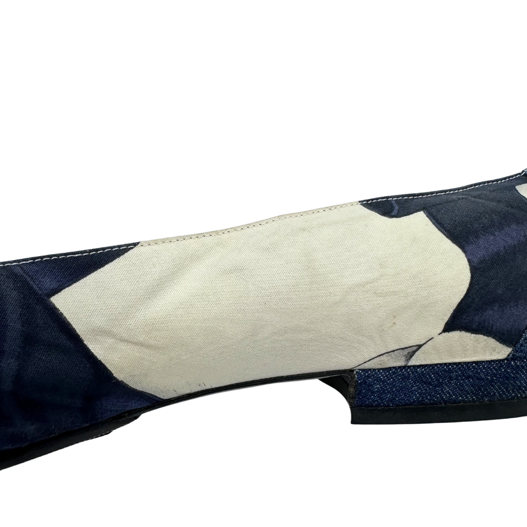 Chanel 8 38 denim/cream Flats