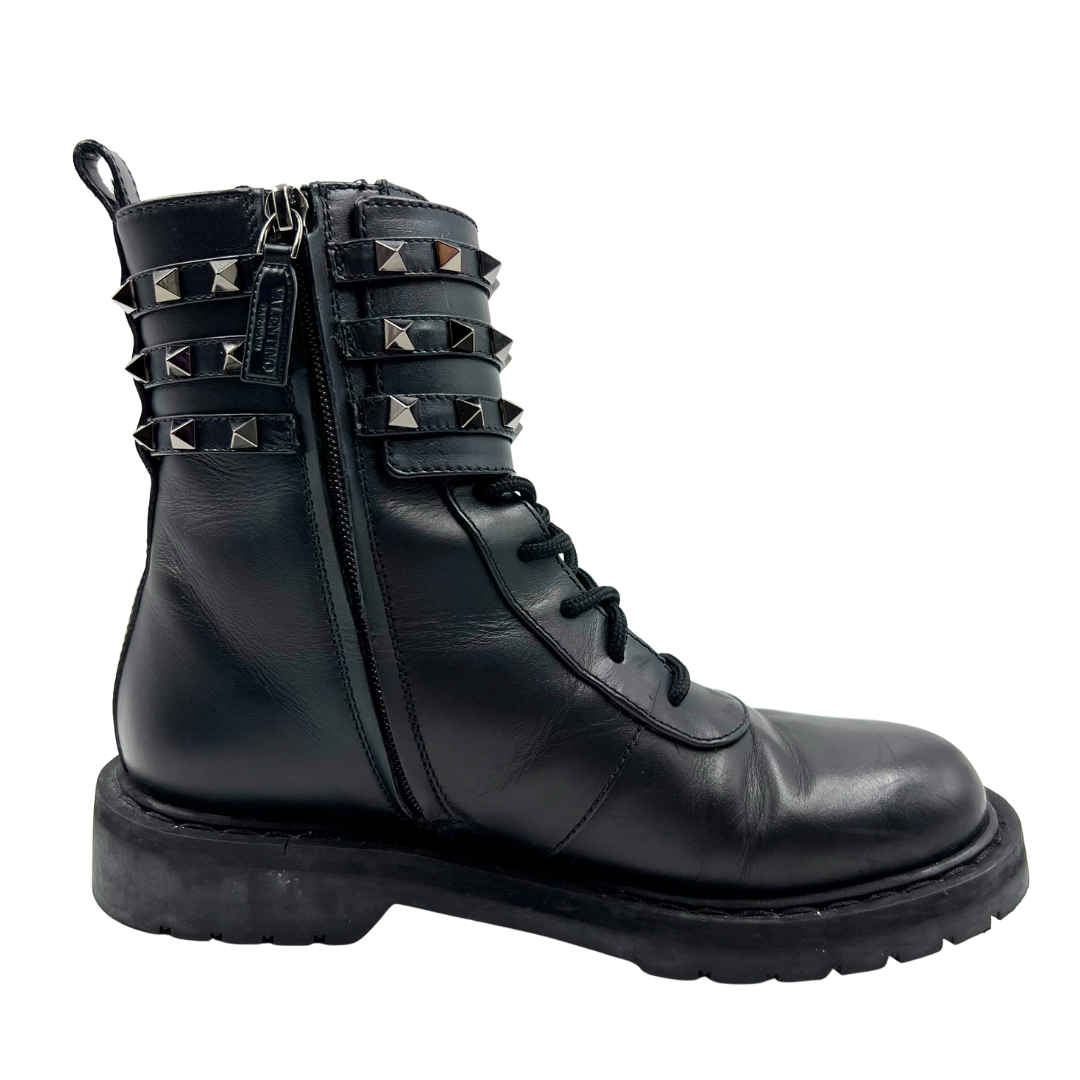 Valentino Garavani 7.5 37.5 Rockstud Moto Boot