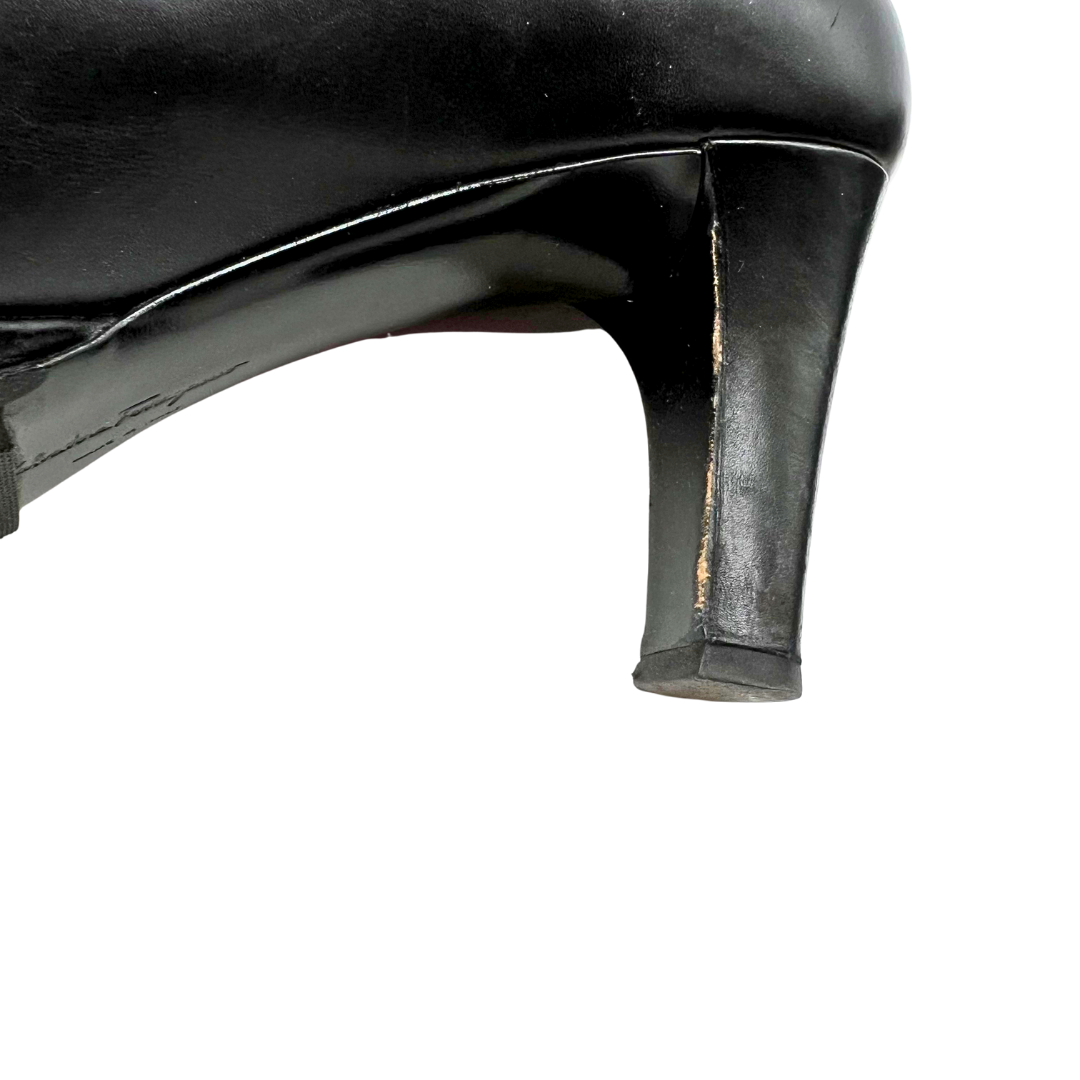 Salvatore Ferragamo 9.5 Black Leather Heels