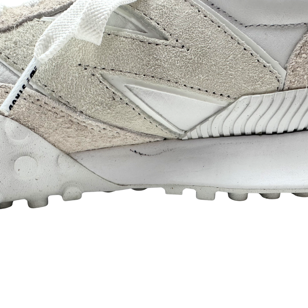 New Balance x Staud 7.5 Tan/Ivory Canvas & Leather Sneakers
