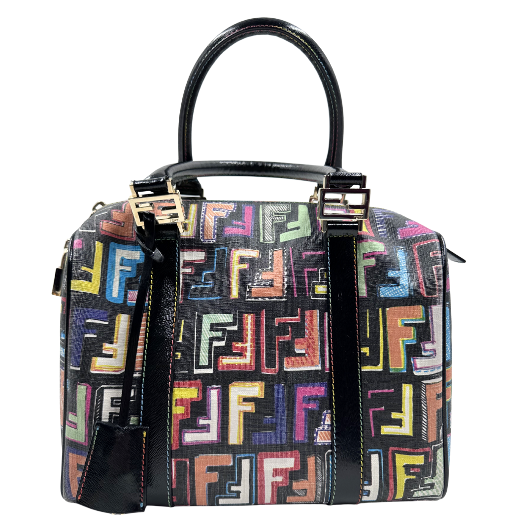 Fendi Multicolor Zucca Spalmati "Forever" Boston Bag