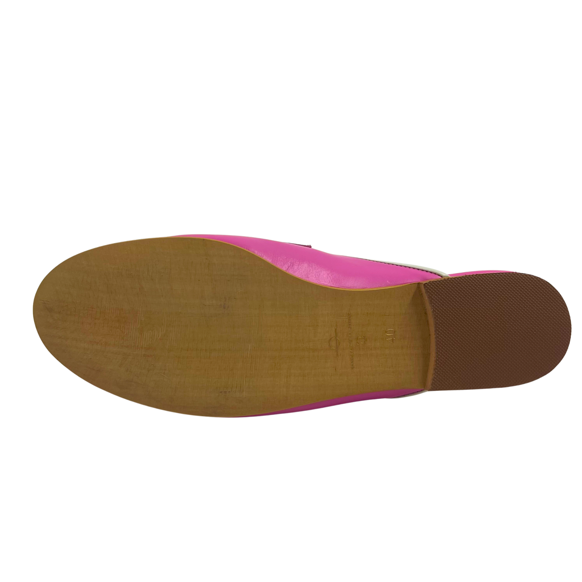 Elina Linardaki 40 Made in Greece Pink/White Leather Mules