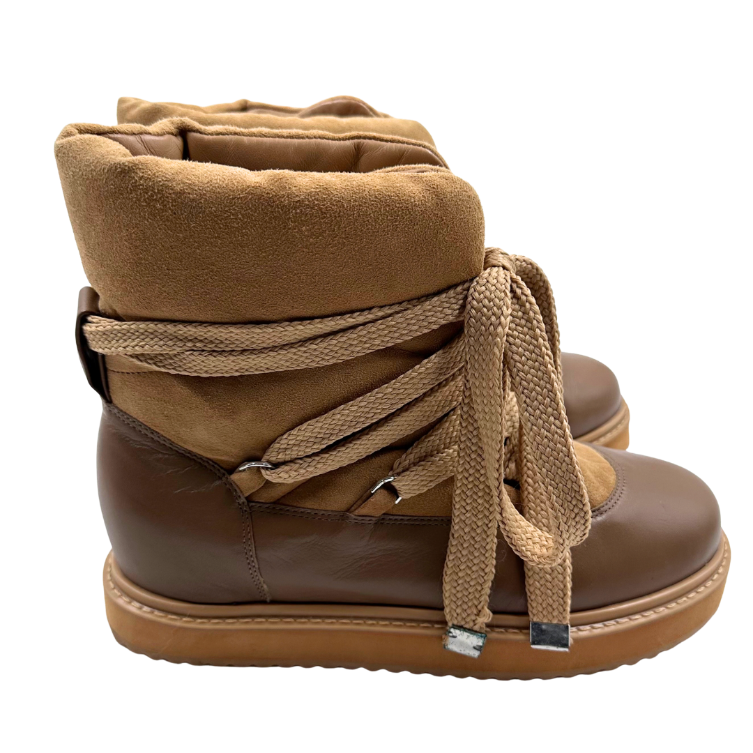 Larroude 8.5 Tan Leather/Suede Boots