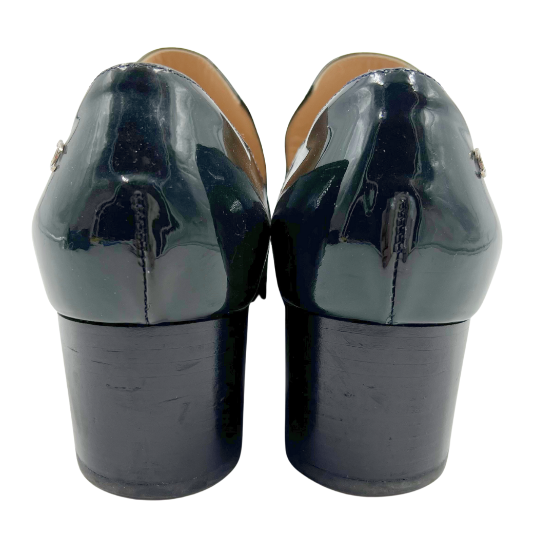 Chanel 39.5 Black Heeled Loafer