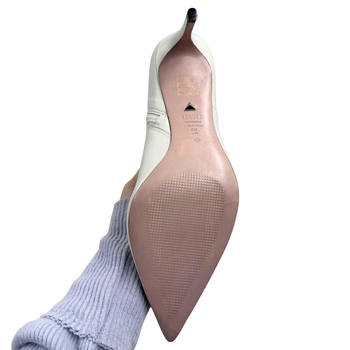 Schutz 8 Off White Leather Booties
