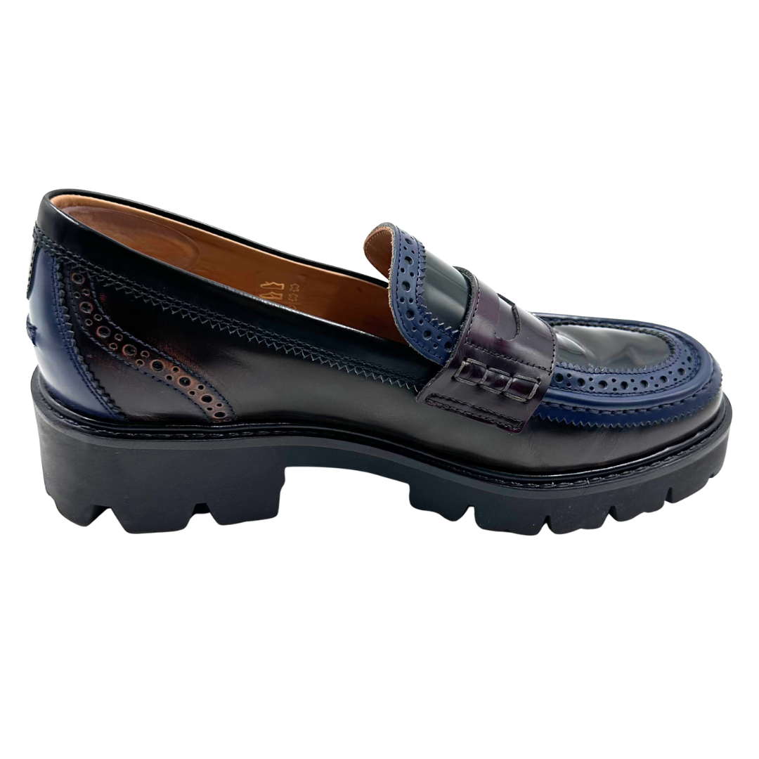 The Office of Angela Scott 10 40 burgundy/navy Leather Loafers
