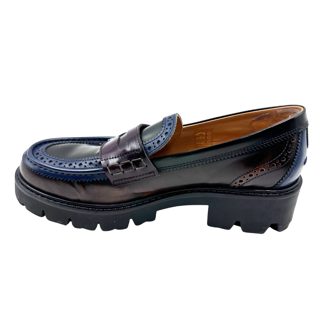 The Office of Angela Scott 10 40 burgundy/navy Leather Loafers