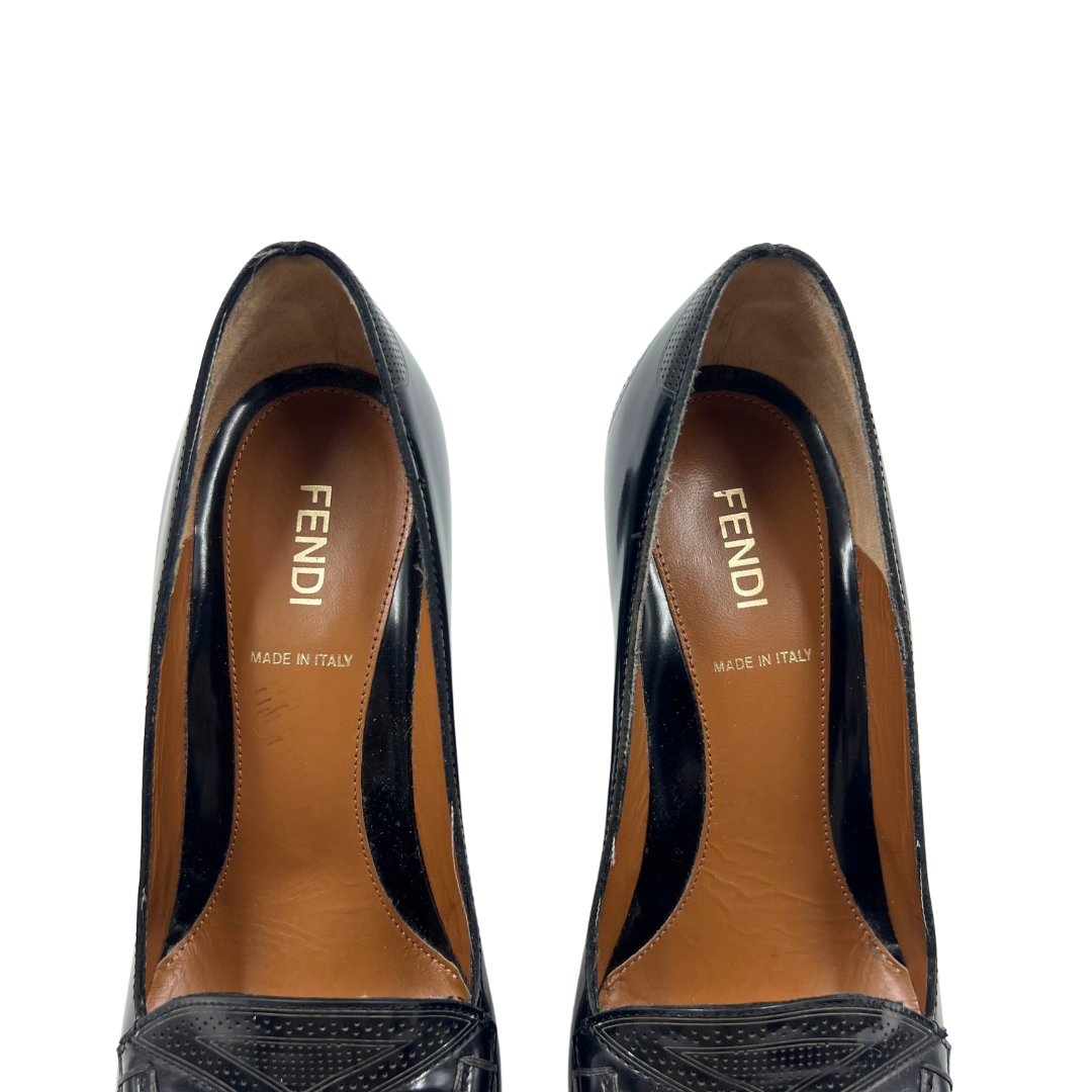 Fendi Black Patent Leather Loafers