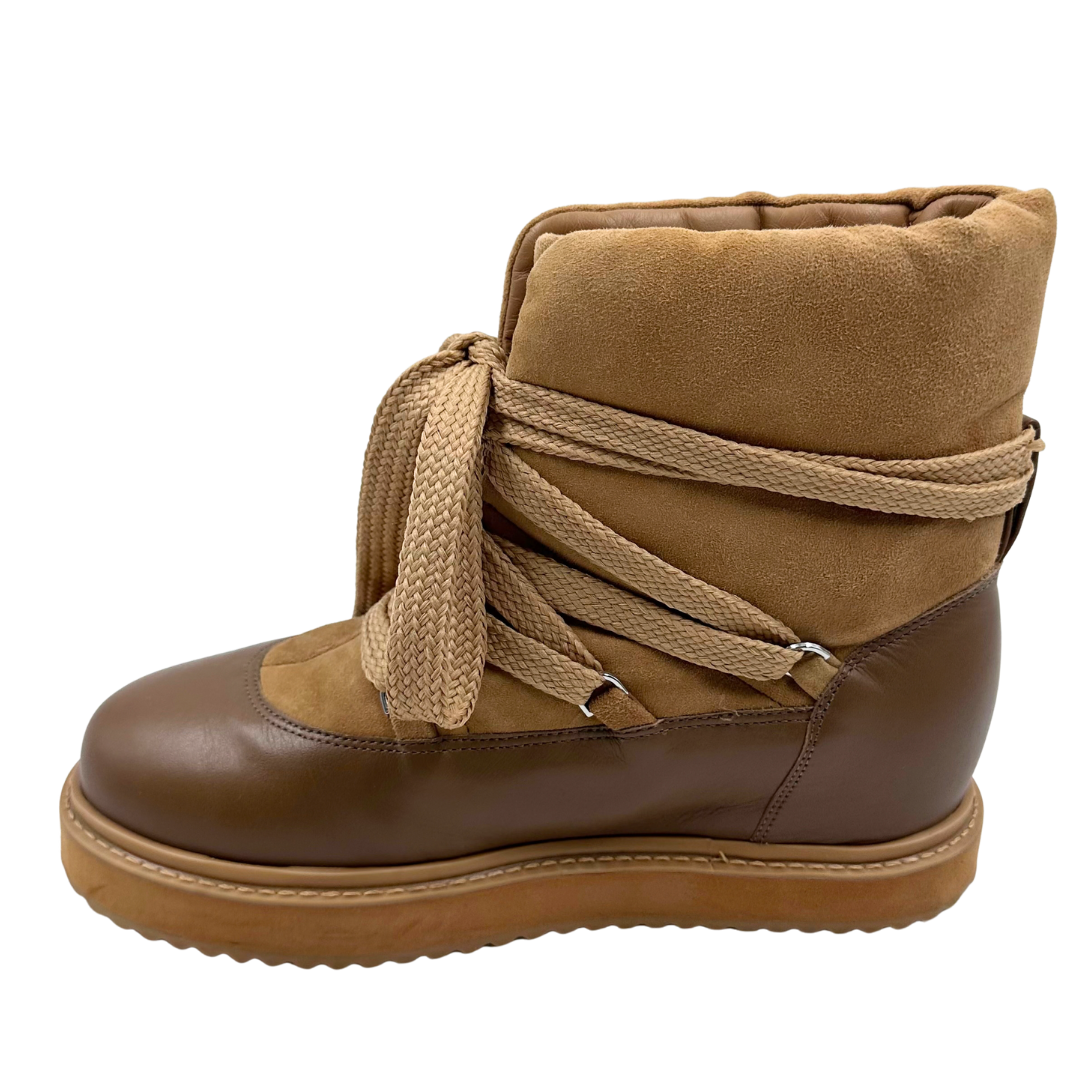 Larroude 8.5 Tan Leather/Suede Boots