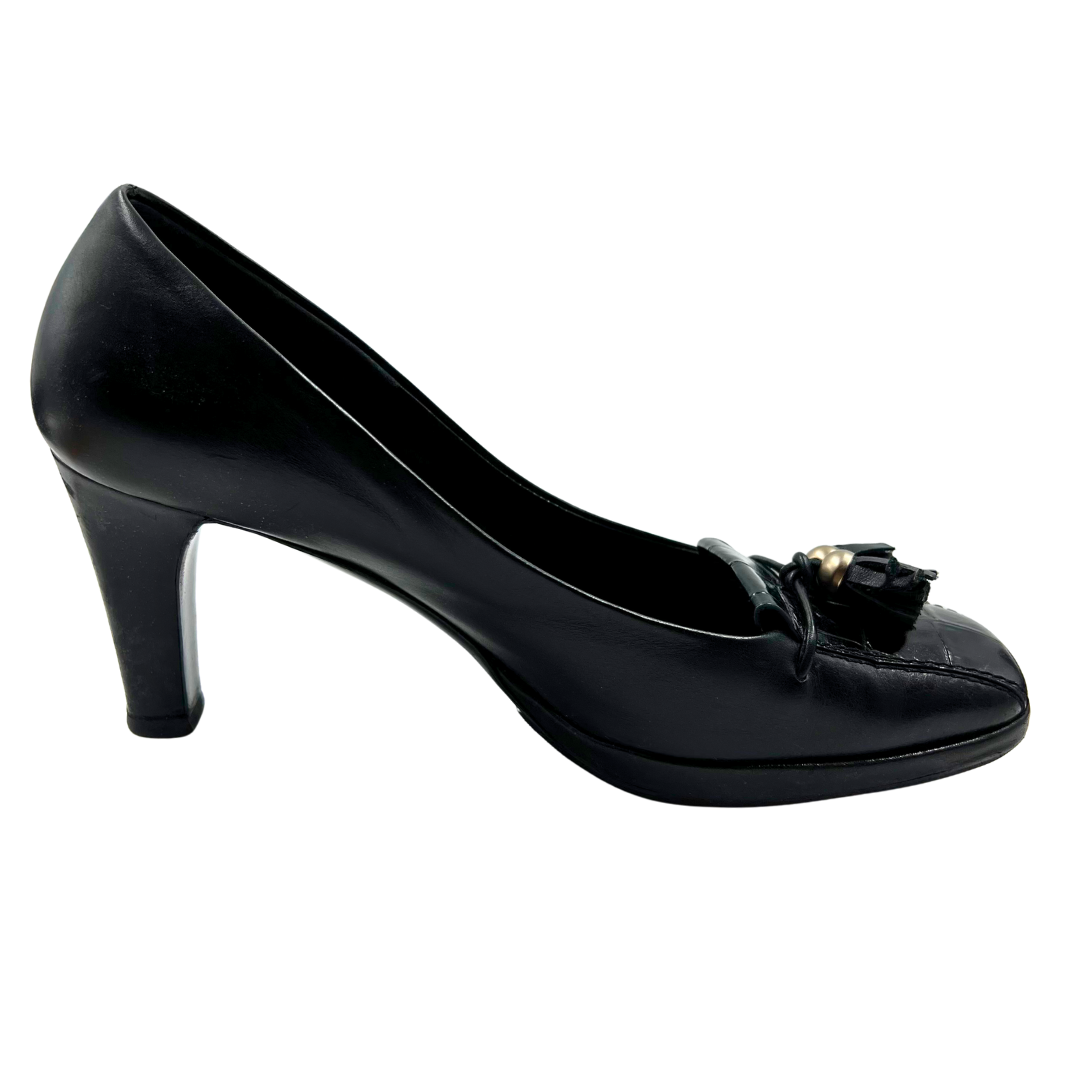 Salvatore Ferragamo ブラック　黒 ハイヒール Salvatore Ferragamo 9.5 Black Leather Heels – Chic