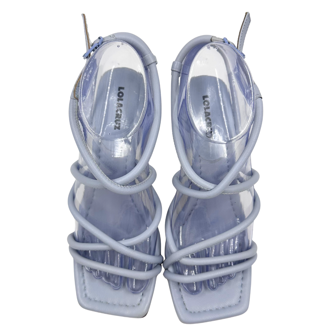 Lola Cruz 36 Light Blue Leather Heels