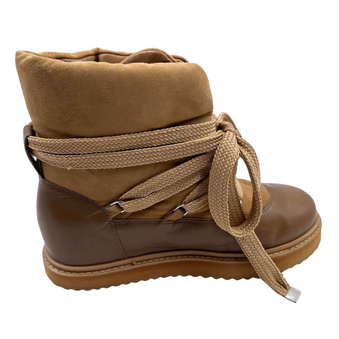 Larroude 8.5 Tan Leather/Suede Boots