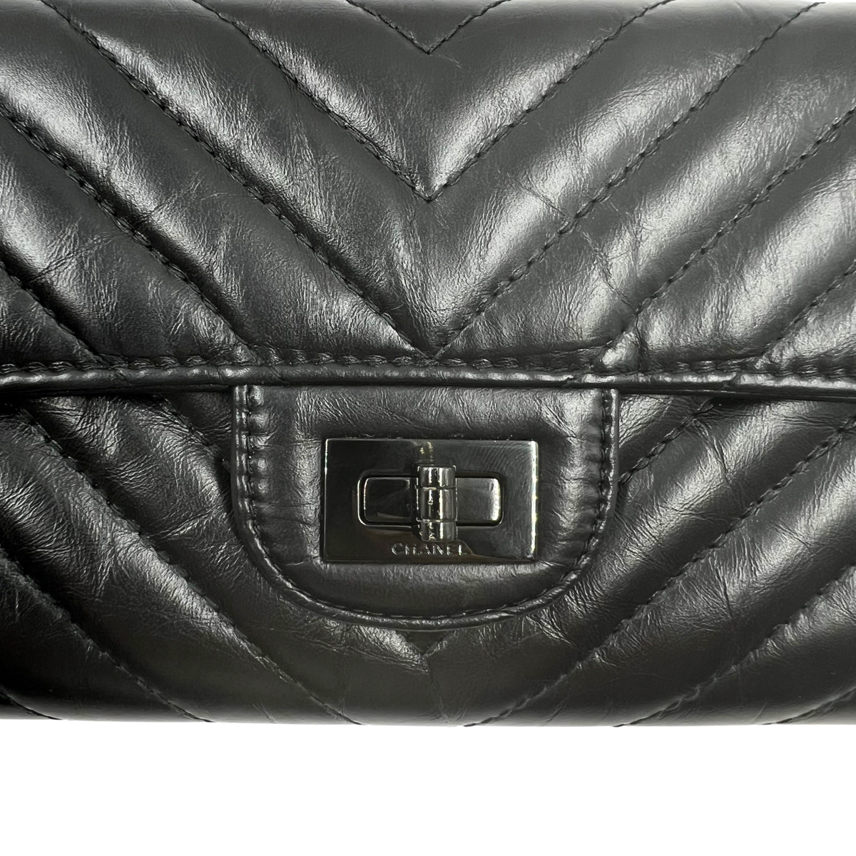 Chanel So Black Chevron Flap Wallet