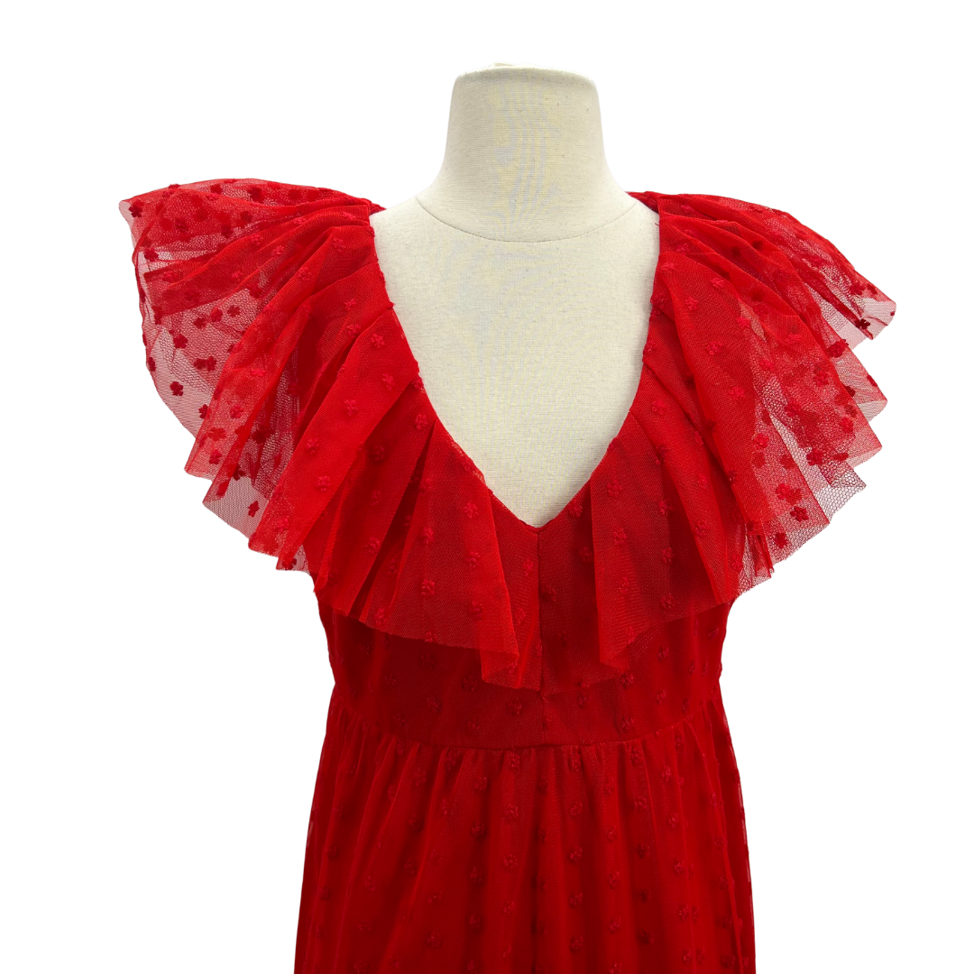 tuckernuck red dress Murray's Toggery Shop x - Rhoda and hemline Midi length Moire fabric Material Red Strapless Dress | Tuckernuck