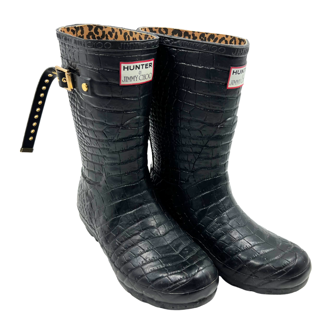 Hunter & Jimmy Choo 8 Black Rain Boots