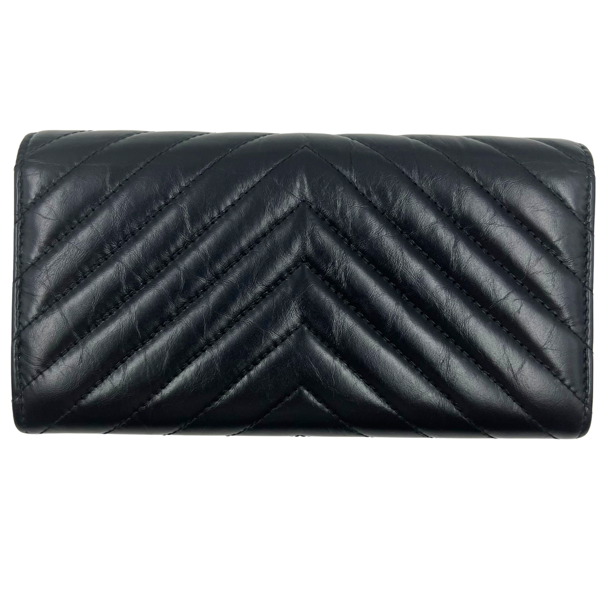 Chanel So Black Chevron Flap Wallet
