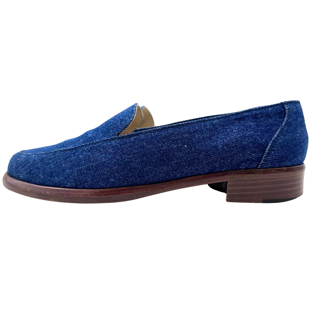 Chanel 8 38 Blue Denim Loafers