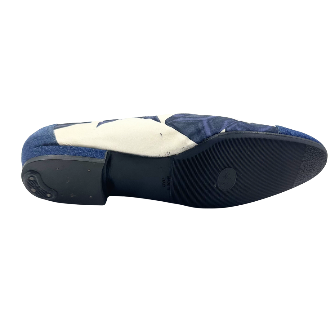 Chanel 8 38 denim/cream Flats