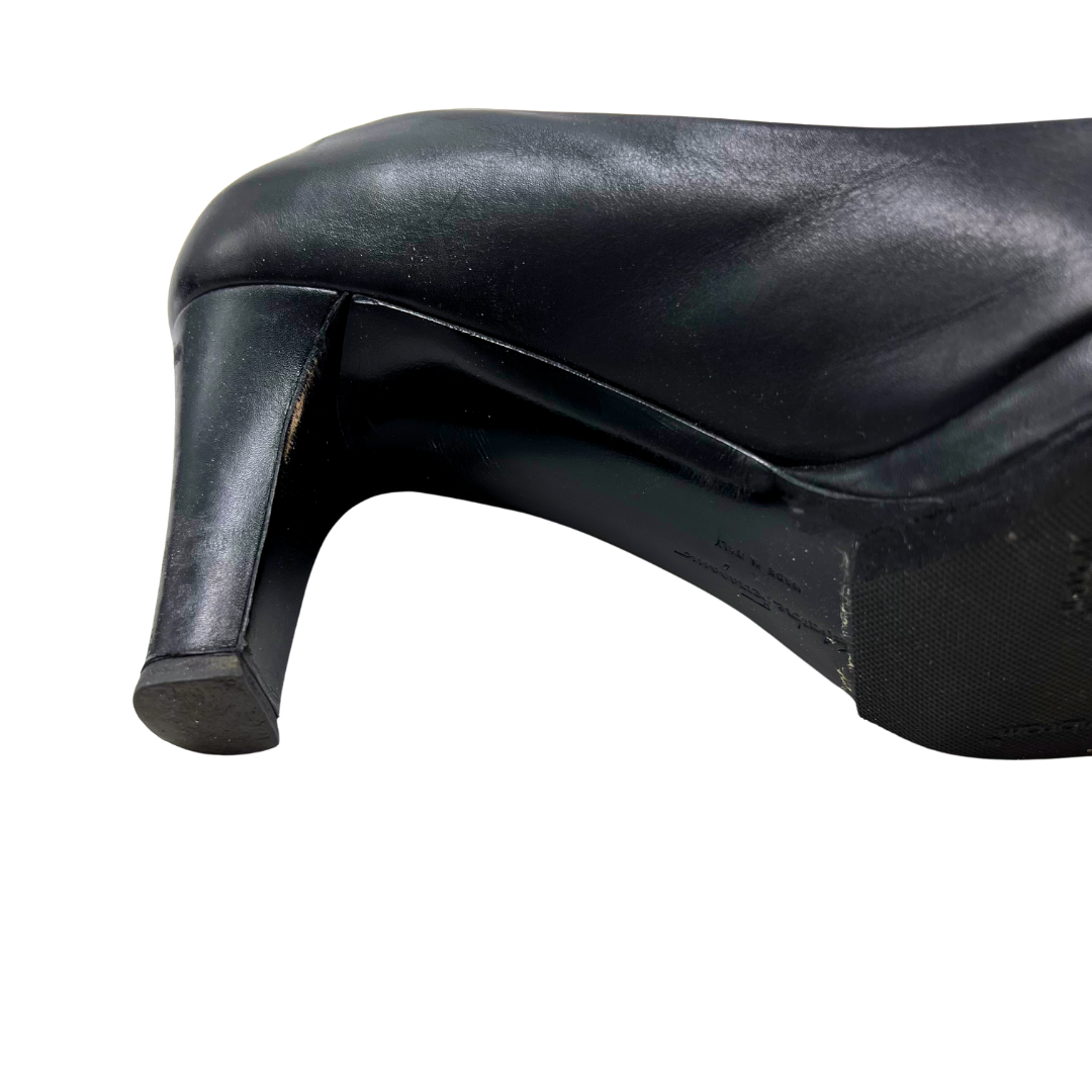 Salvatore Ferragamo 9.5 Black Leather Heels