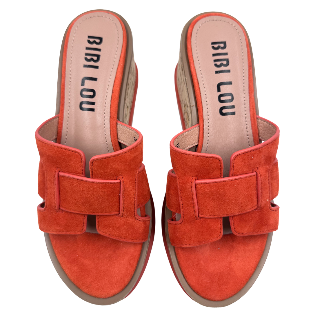 Bibi Lou 37 Orange/Brown suede/cork Heels
