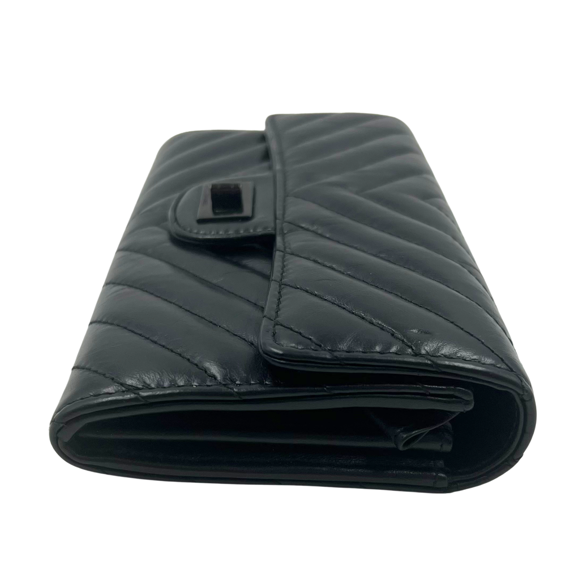 Chanel So Black Chevron Flap Wallet