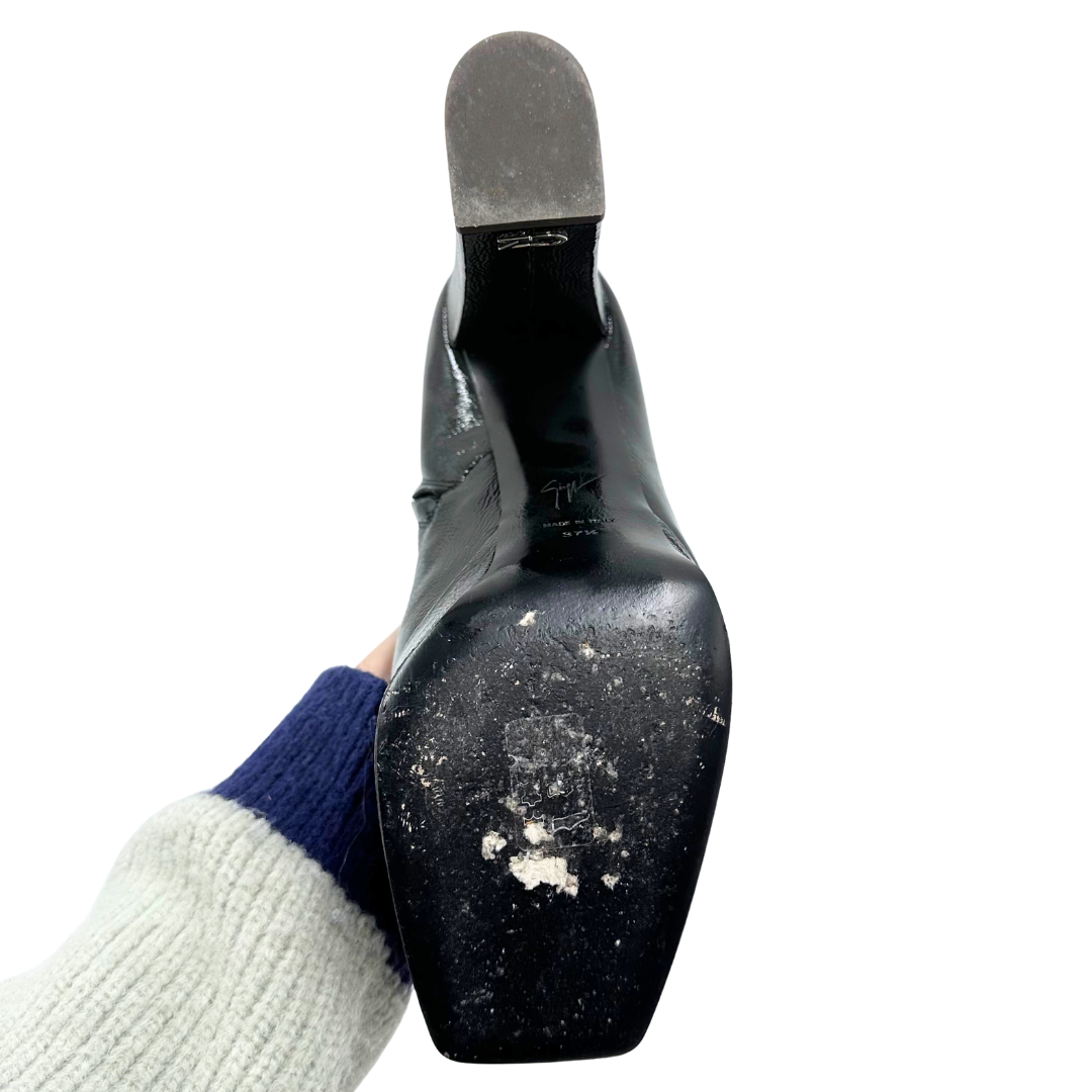 Giuseppe Zanotti 37.5 Black Leather Booties