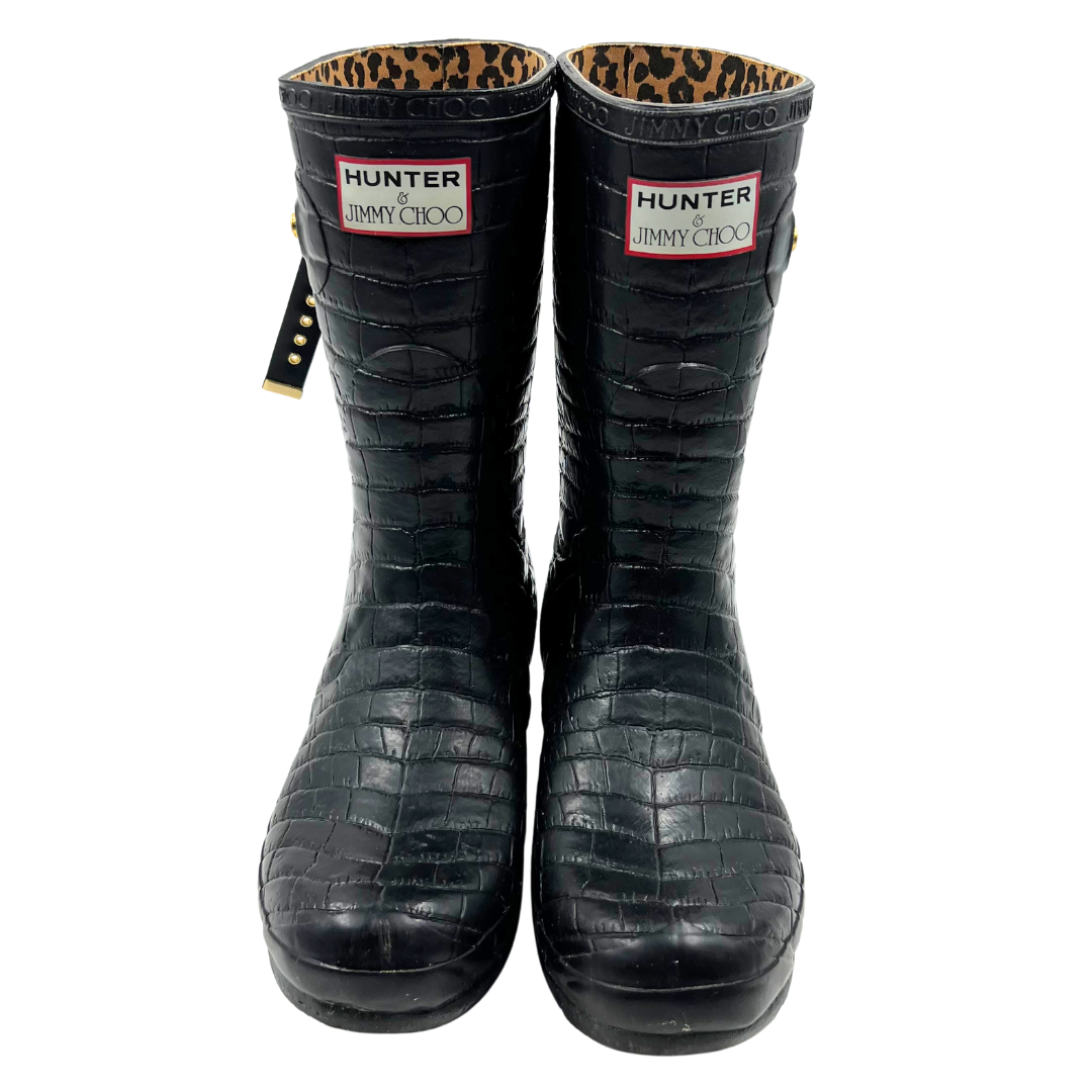 Hunter & Jimmy Choo 8 Black Rain Boots
