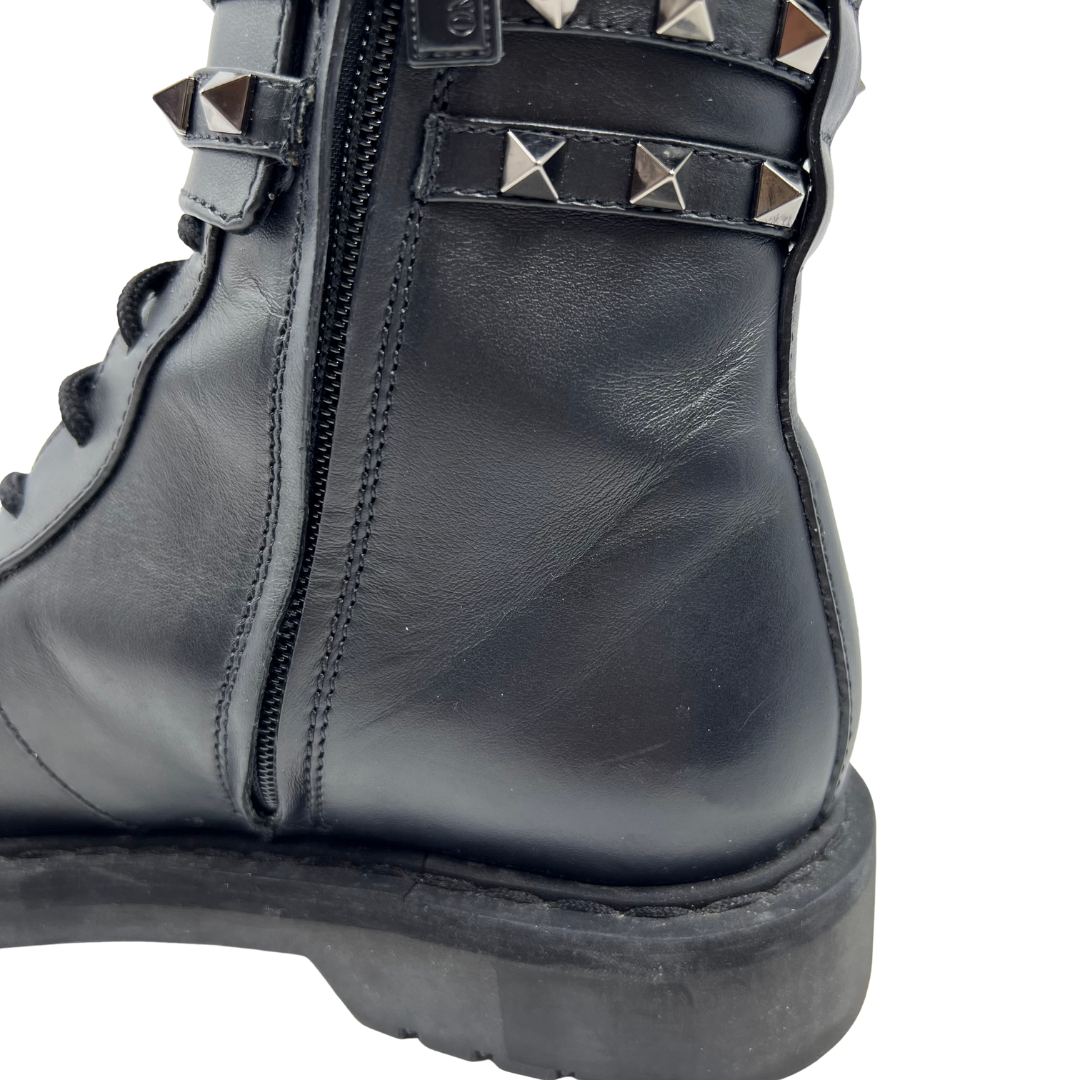 Valentino Garavani 7.5 37.5 Rockstud Moto Boot