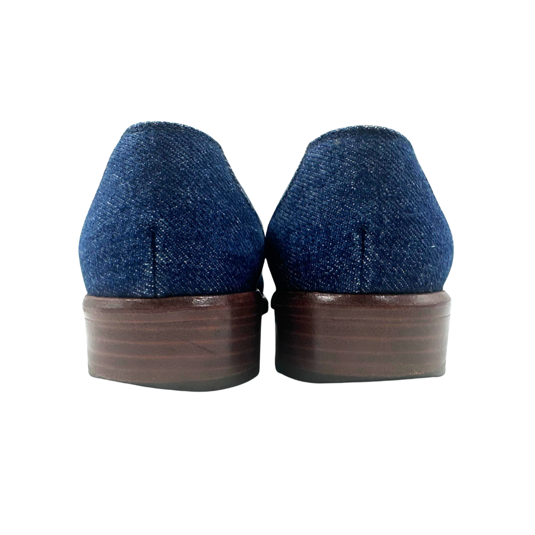 Chanel 8 38 Blue Denim Loafers