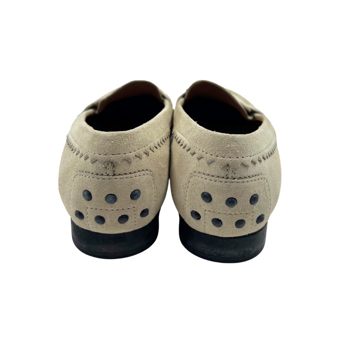 Tods 8 Cream Loafers