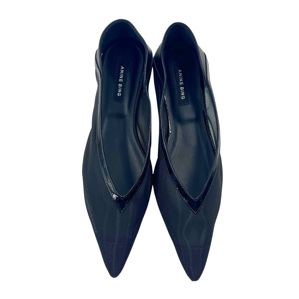 Anine Bing 7 37 Black Mesh Flats
