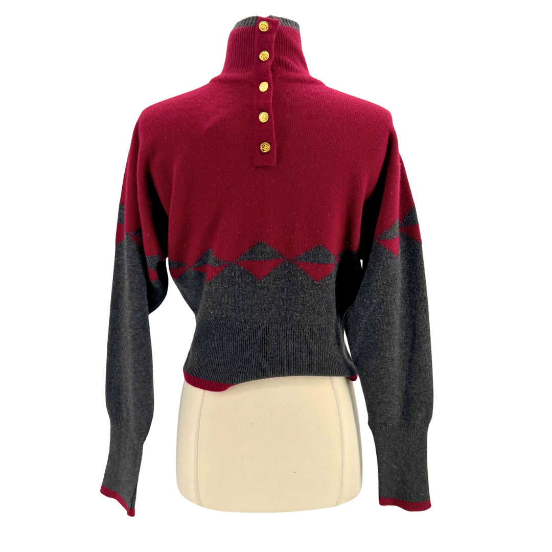 Chanel Burgundy/Grey Sweater