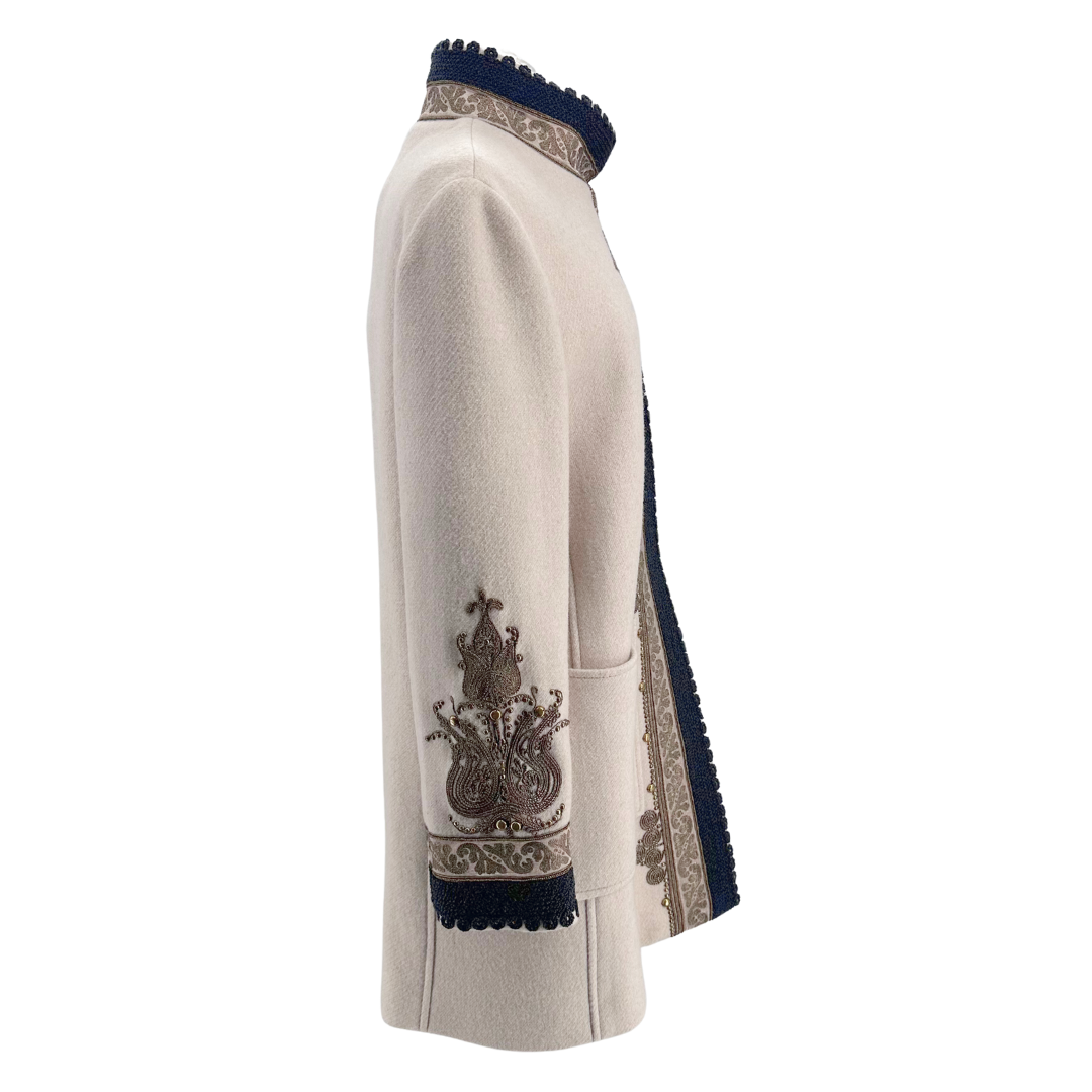 Etro Size 8 44 Cream Multi Coat