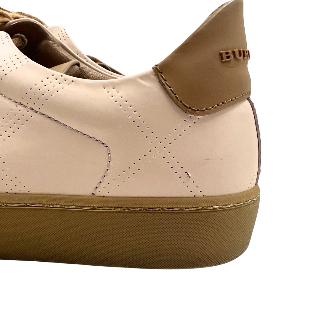 Burberry 6.5 37.5 pink/tan/white Leather Sneakers