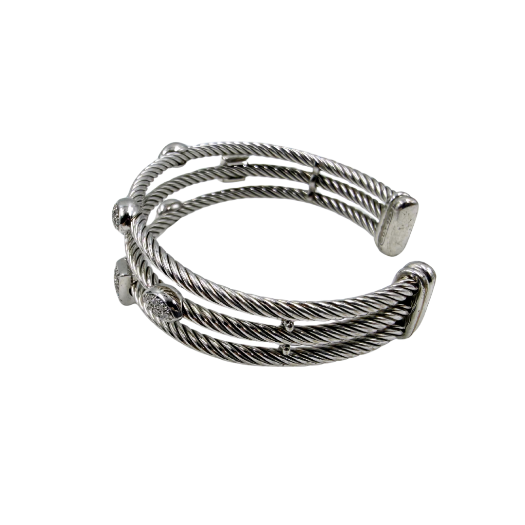 David Yurman Confetti Diamond Cuff 3 Strand Bracelet