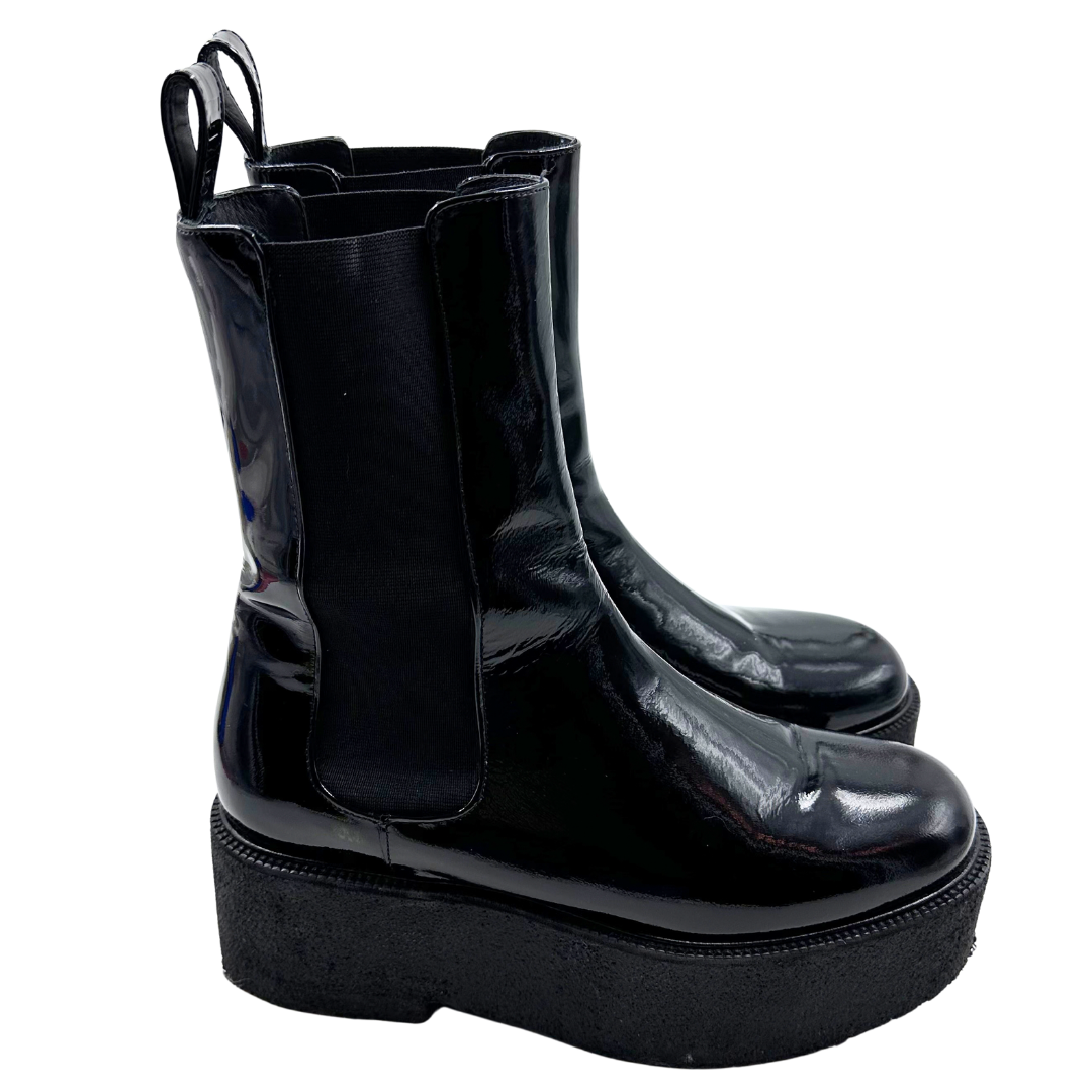 Staud 8 38 Black Patent Leather Boots