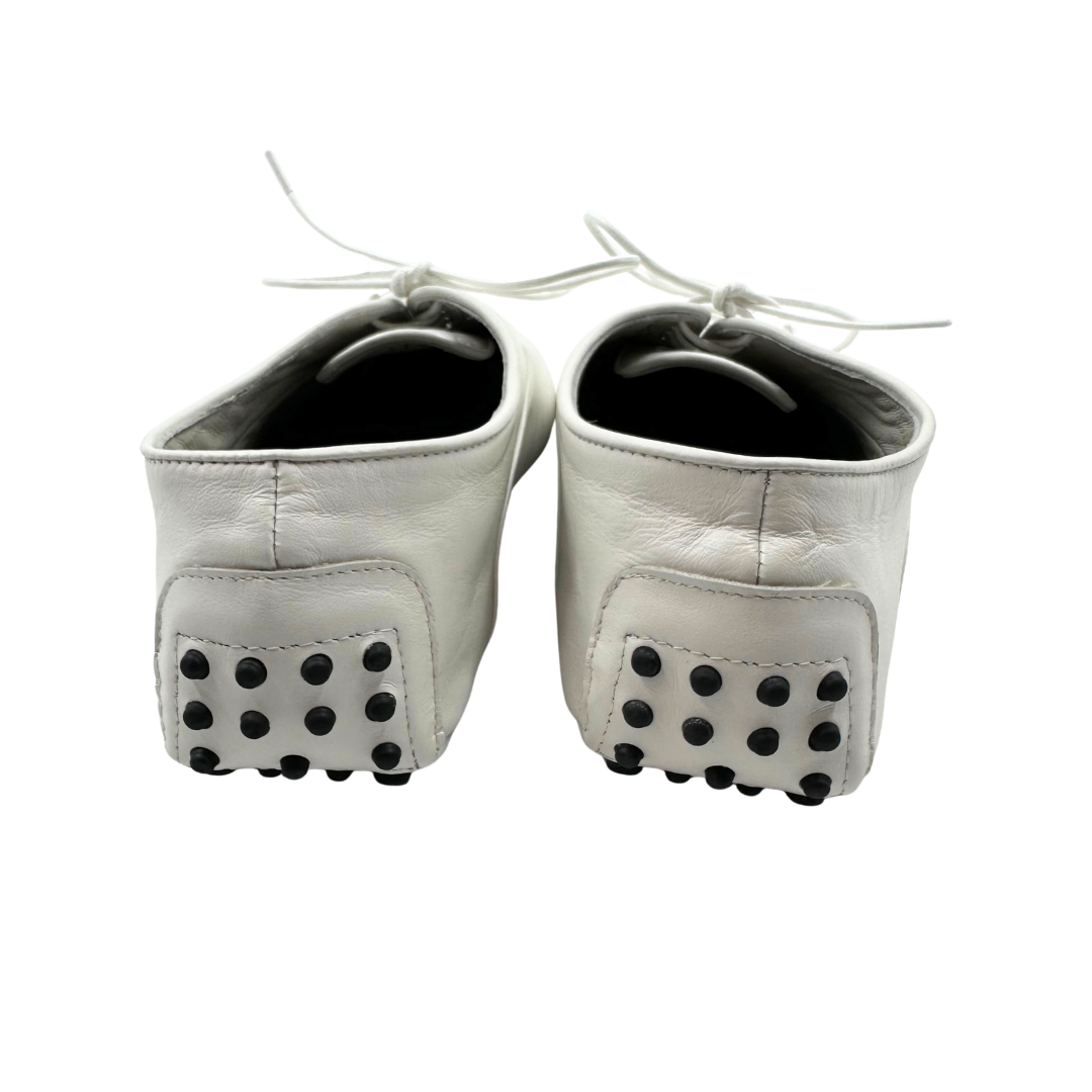 Essen 37 White Leather Flats