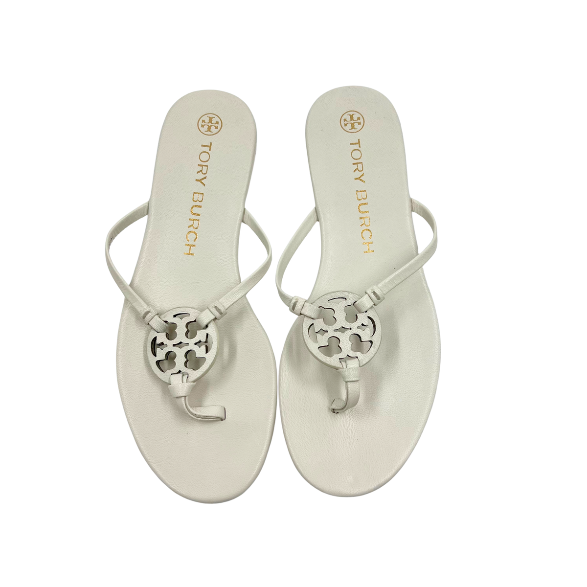 Tory Burch 8 White Leather Flats