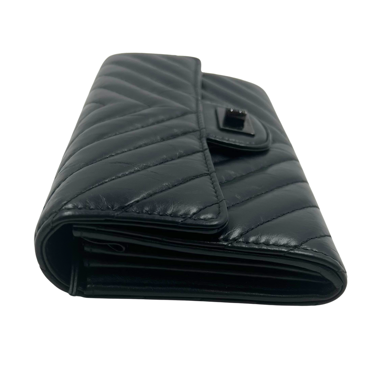Chanel So Black Chevron Flap Wallet