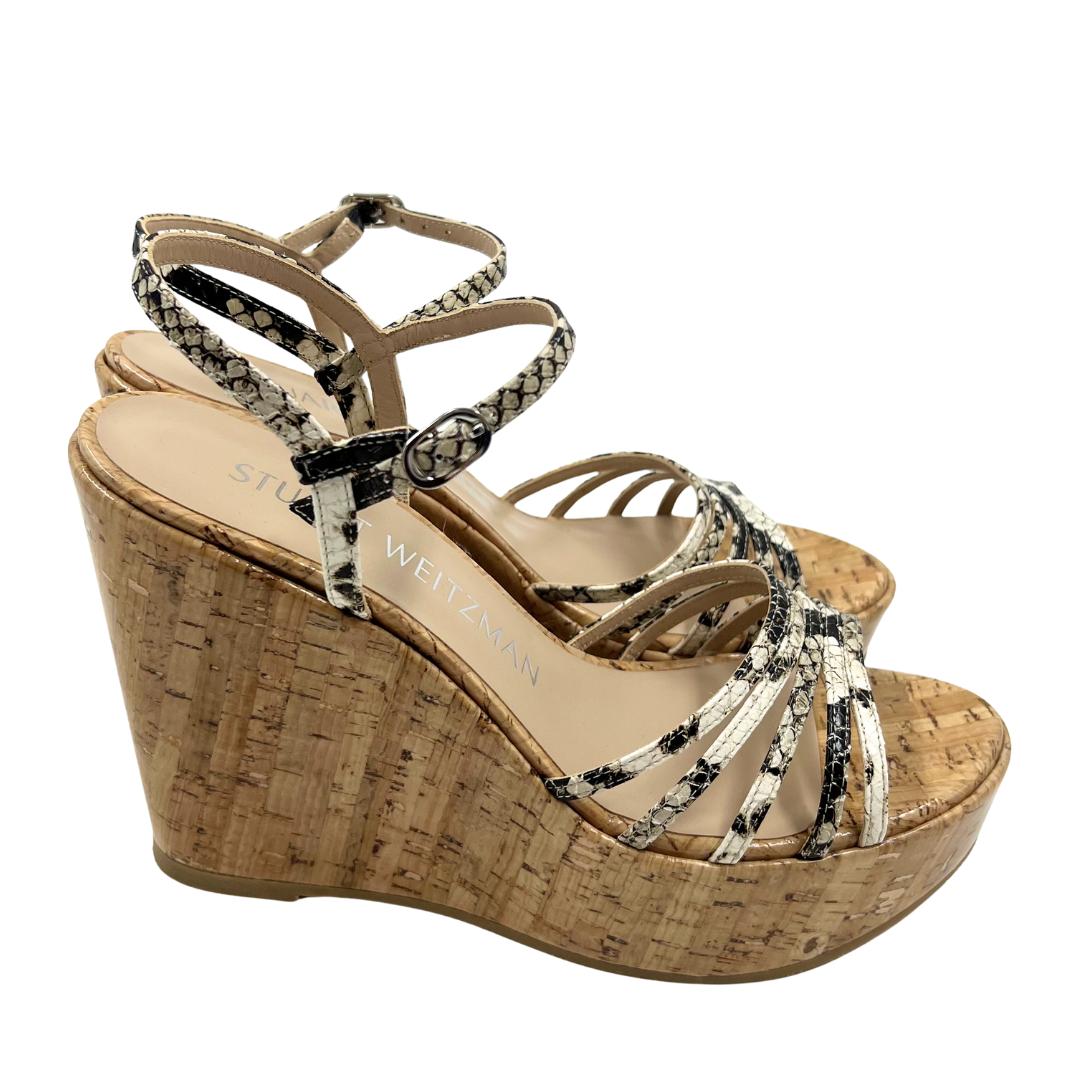 Stuart Weitzman 9.5 Animal Print cork/leather Heels