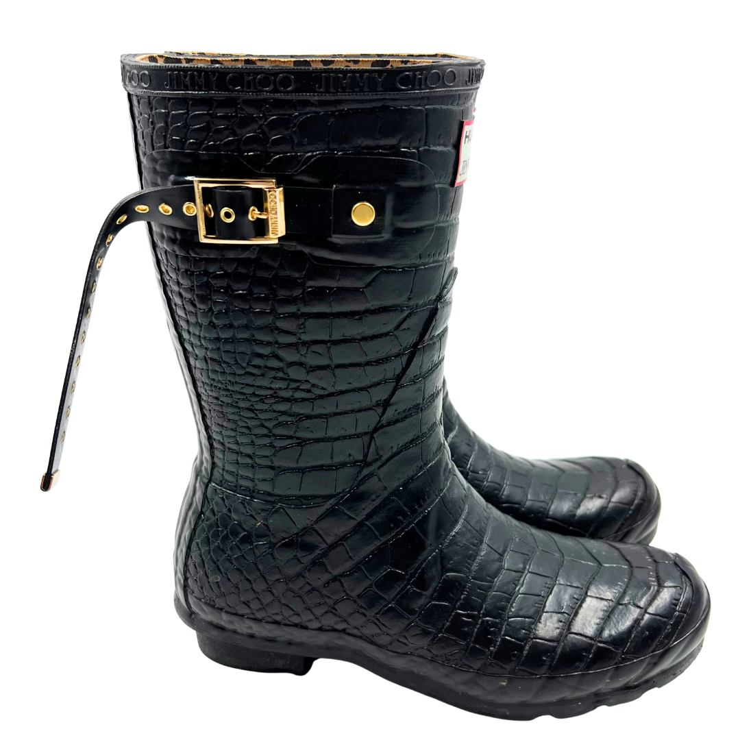 Hunter & Jimmy Choo 8 Black Rain Boots
