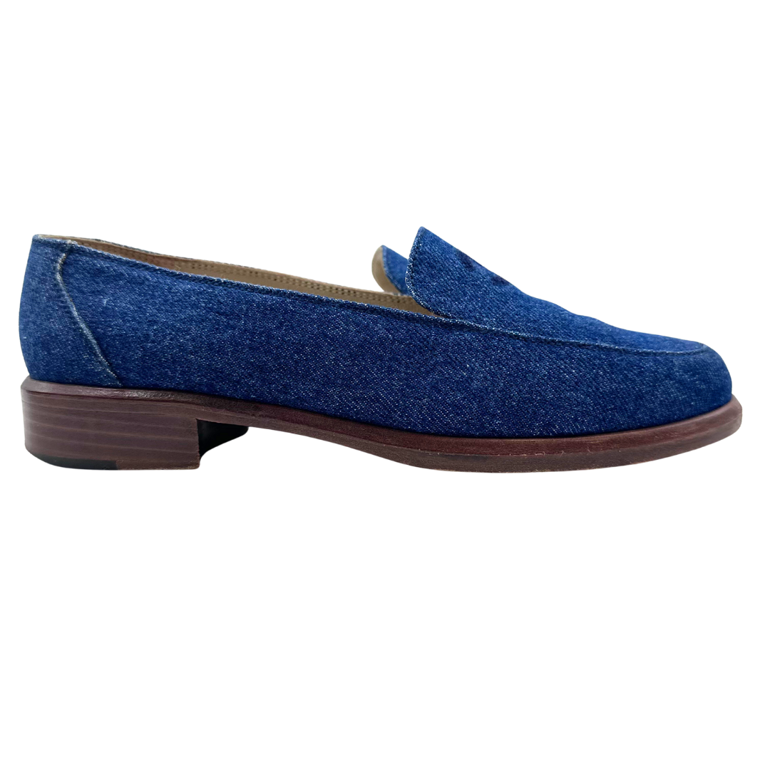 Chanel 8 38 Blue Denim Loafers