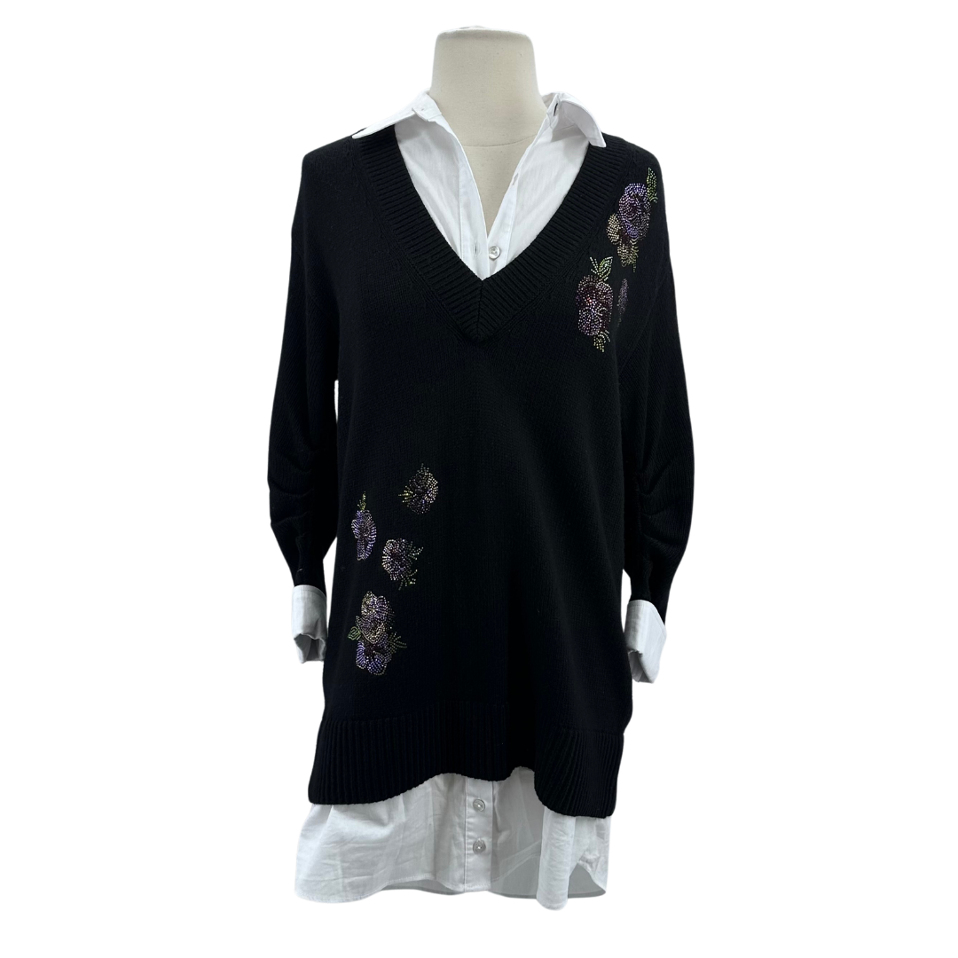 Cinq a Sept Black/white Sweater